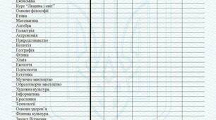 ТАБЕЛЬ успішності, поведінки та відвідування школи в форматі Microsoft Office Excel