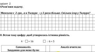 Тест Діагностична робота № 5 Варіант 2  (2клас НУШ)
