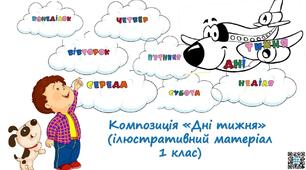 Ілюстративний матеріал для облаштування класної кімнати.Композиція "Дні тижня" 1 клас