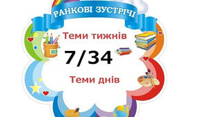 Вчителю НУШ. Теми тижнів, днів для оформення куточка "Доброго ранку". Кольори не відображаються, потрібно завантажити. 7 / 34 тижнів
