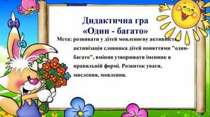 Дидактична гра   «Один - багато»