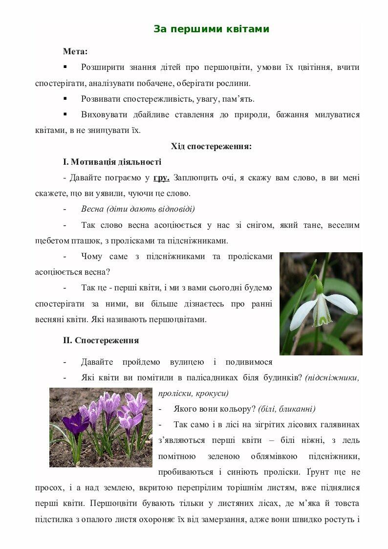 Весняні спостереження за природою | Конспект. Дошкілля