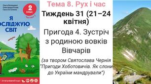 Тест.Пригода 4.Зустріч з родиною вовків Вівчарів.За твором Святослава Чернія.2 клас(Я досліджую світ О.Волощенко,О.Козак,Г.Остапенко)