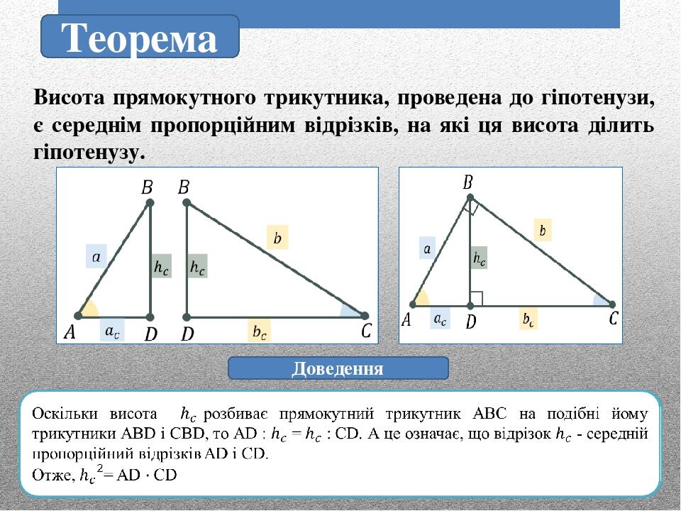Презентація до уроку геометрії 8 класу з теми "Середні пропорційні ...