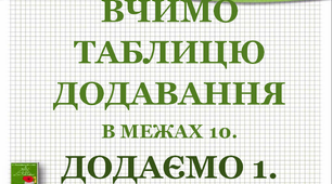 Дидактичний матеріал "Таблиця додавання 1 у межах 10"