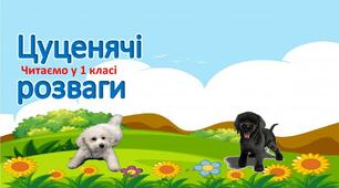 Матеріал на допомогу вчителю.Презентація "Читаємо про цуценячі розваги".Навчання грамоти.1 клас