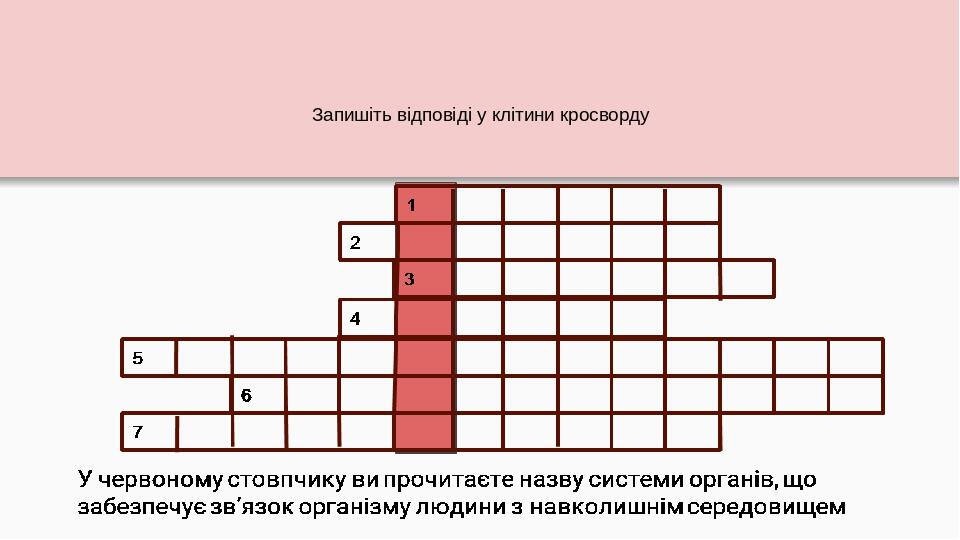 Запишіть відповіді у клітини кросворду