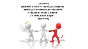 Протокол групової психологічної діагностики "Психодіагностичне дослідження ставлення учнів 6 класів до моральних норм" (шаблон)