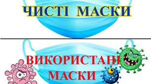 Наліпки на контейнери з чистими і використаними масками