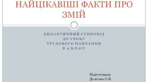 Вчителю  НУШ.  Дидактичний супровід до уроку трудового навчання в 4 класі «НАЙЦІКАВІШІ ФАКТИ ПРО ЗМІЙ»