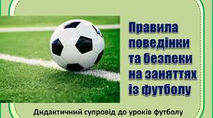 Вчителю НУШ. Дидактичний супровід до уроків футболу «Правила  поведінки та безпеки на заняттях із футболу»( з кубком)