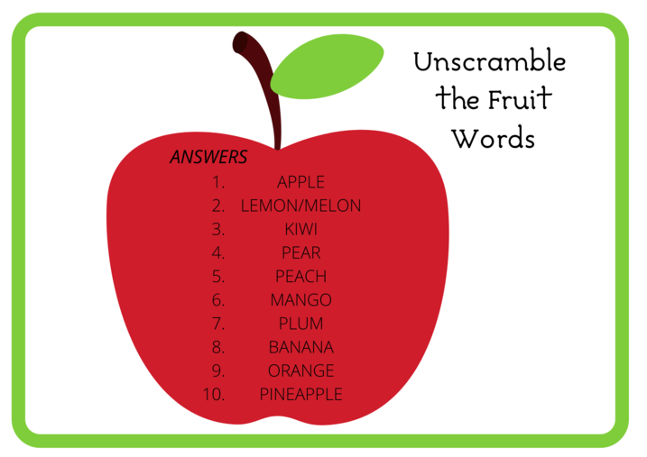 Дидактичні картки “Unscramble the Fruit Words”