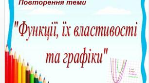 Урок Алгебри, Повторення теми "Функції, їх властивості та графіки"