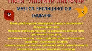 Танець з листочками  "Листики-листочки" сл і муз.Кислициної Олени Володимирівни  (авторська   пісня)