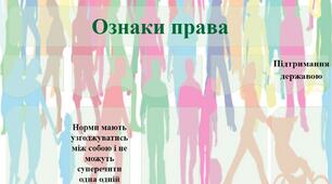 Ознаки права. Схема-завдання для заповнення учнями