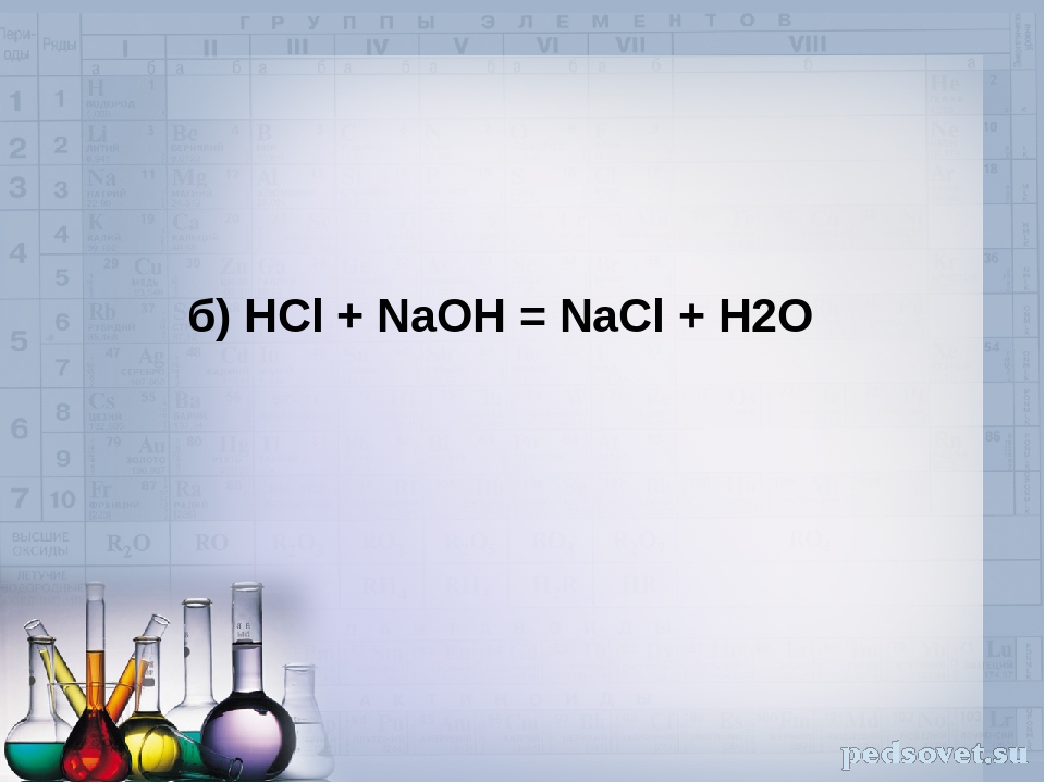 Схема реакции замещения naoh hcl nacl h2o