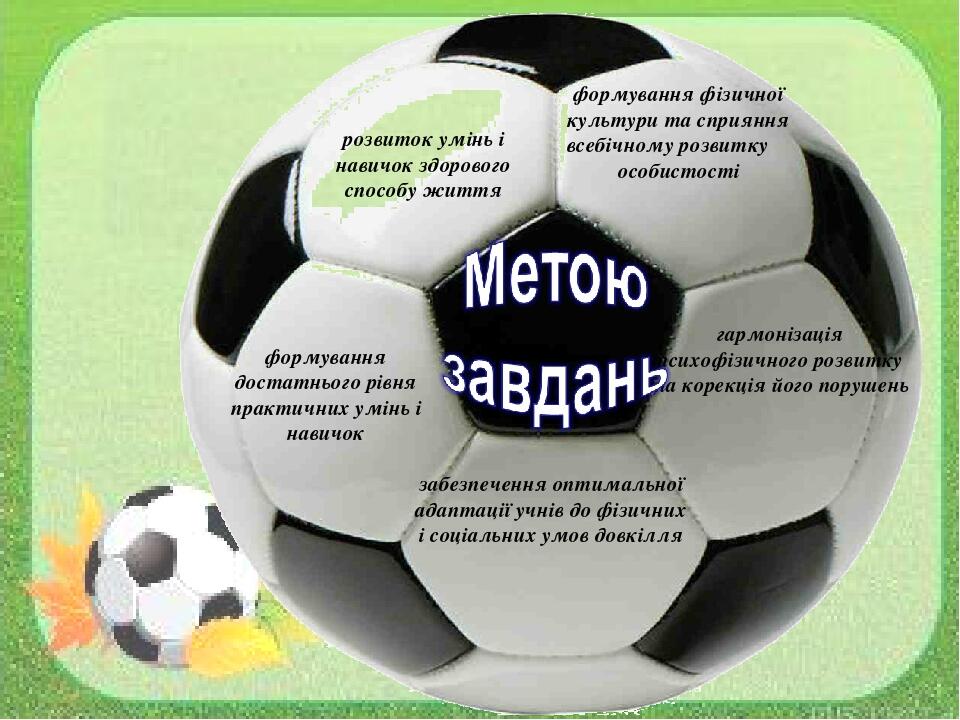 розвиток умінь і навичок здорового способу життя формування фізичної культури та сприяння всебічному розвитку особистості гармонізація психофізично...