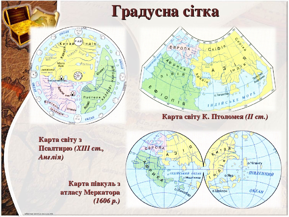 Градусна сітка на глобусі й географічній карті