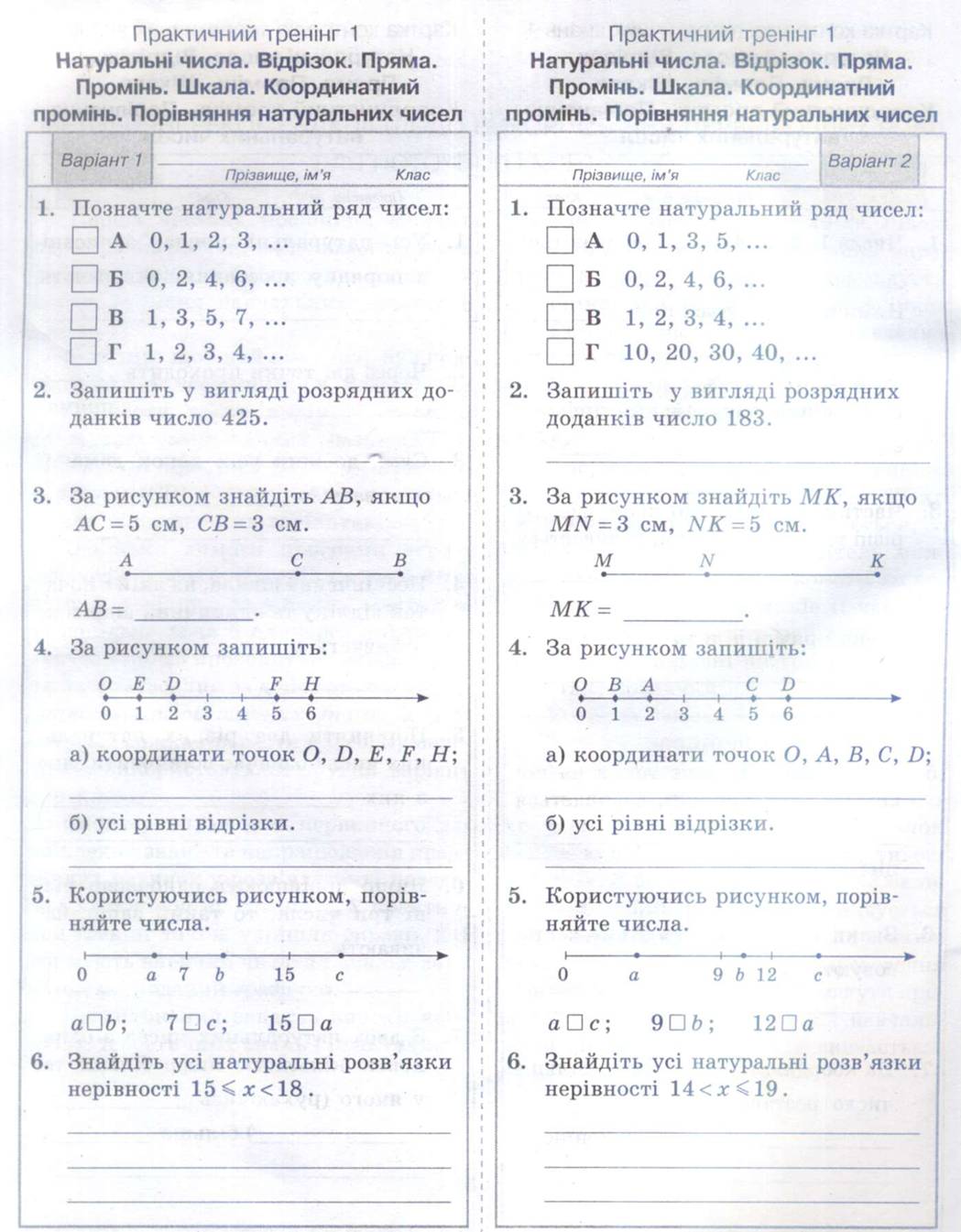 Практичний тренінг Математика 5 клас | Інші методичні матеріали. Математика