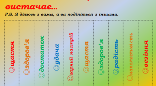 Інформація в куточок психолога "Візьміть собі те, чого вам не вистачає…"