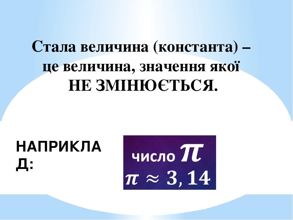 Змінна величина (змінна) – це величина, значення якої може змінюватись.