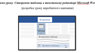 Створення таблиць в текстовому редакторі Miсrosoft Word