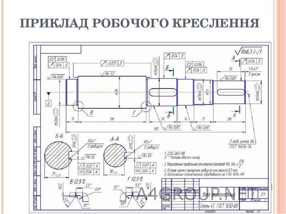 Деталировка вала чертеж