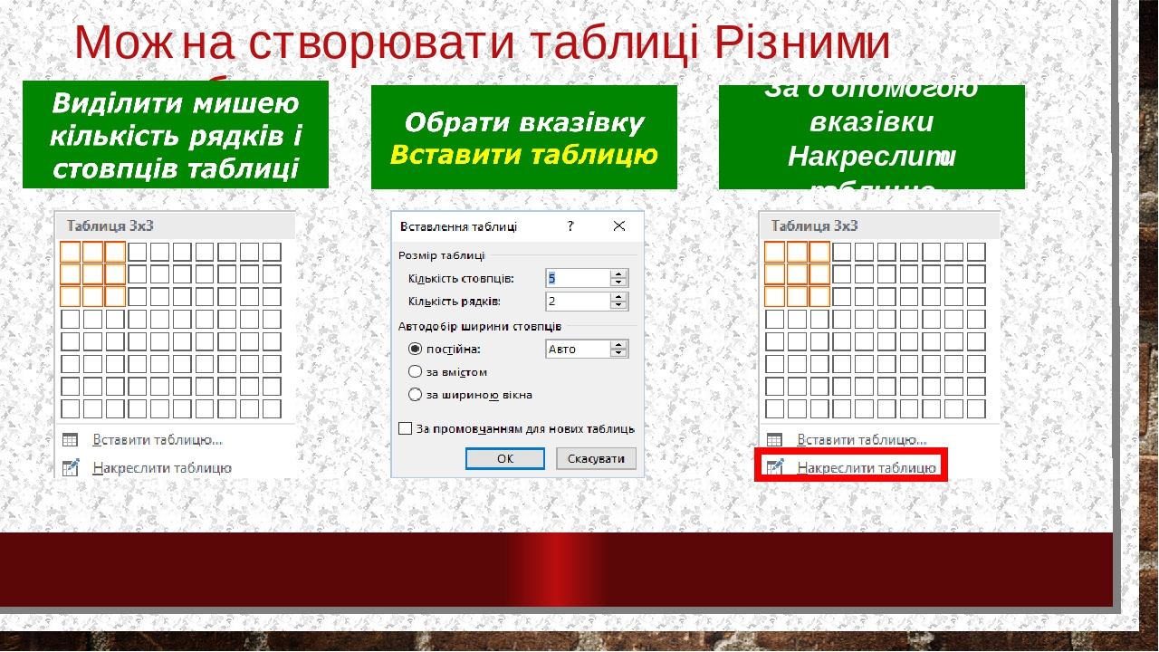 Таблиці. Доповнення готових таблиць