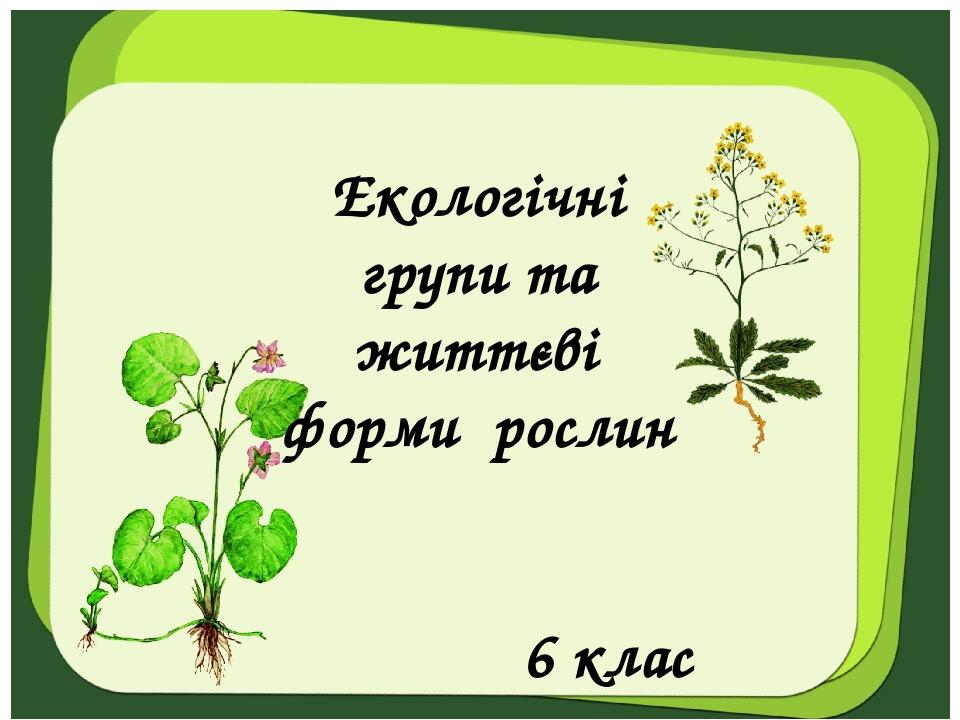 Екологічні групи та життєві форми рослин 6 клас