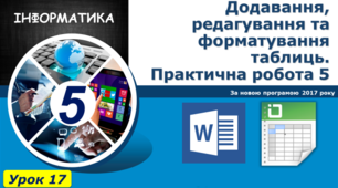 Додавання, редагування та форматування таблиць.