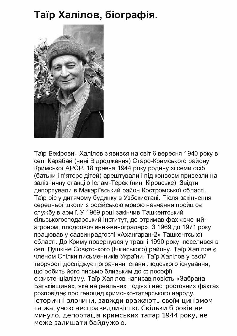 Таїр Халілов, біографія. Презентація. | Презентація. Зарубіжна література