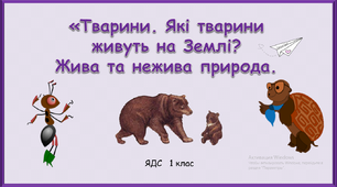 Презентація до уроку ЯДС «Тварини. Які тварини живуть на Землі? Жива та нежива природа. 1 клас