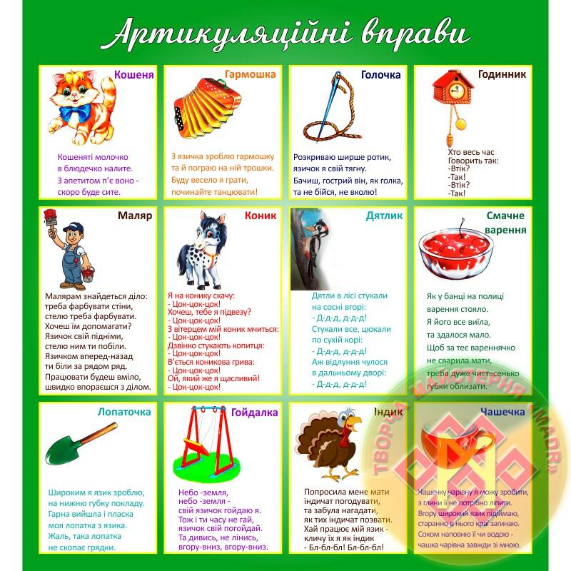 Артикуляційна гімнастика в картинках "Якщо цікаво - то й неважко" | Інші методичні матеріали. Дошкілля