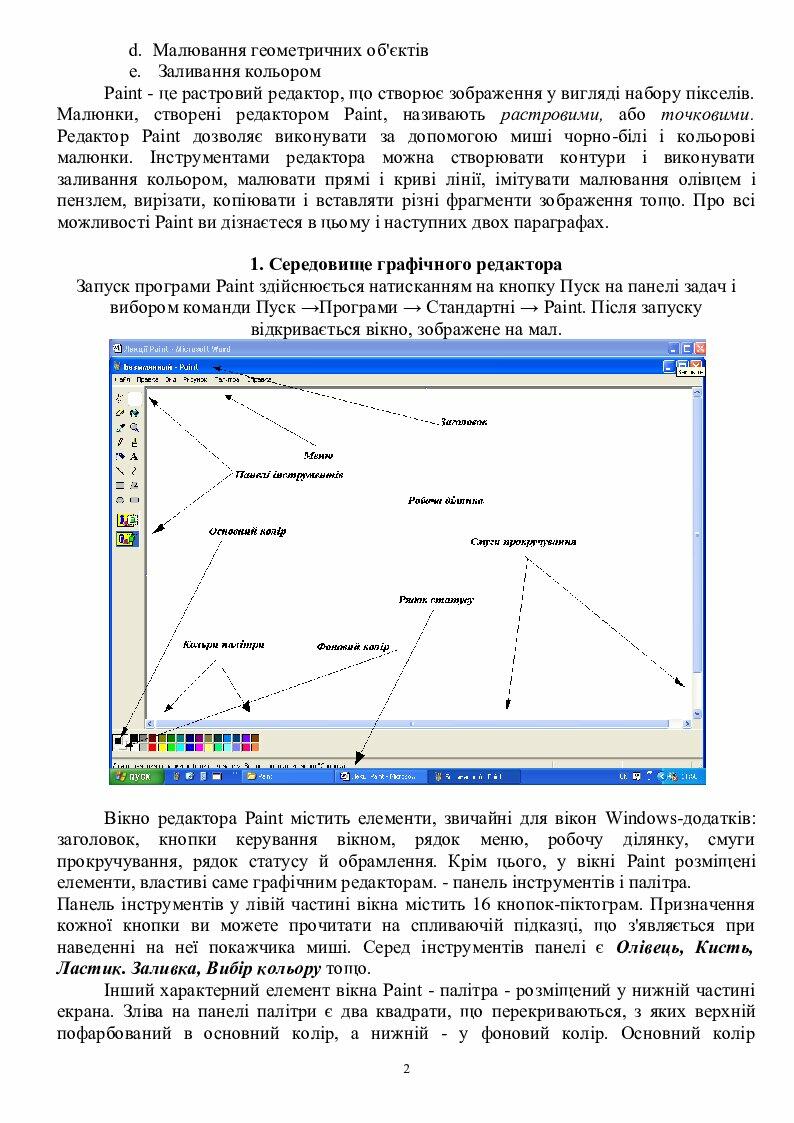 Створення малюнків за допомогою графічного редактора MS Paint ...