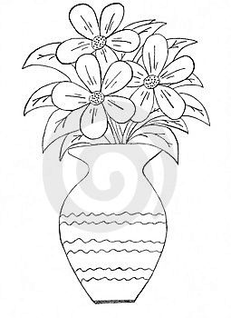 как нарисовать цветы в вазе карандашом #3 | Flower pot design, Flower drawing, Flower sketches