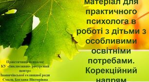 Дидактичний матеріал для практичного психолога в роботі з дітьми з особливими освітніми потребами. Корекційний напрям