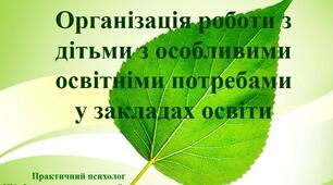 Організація роботи з дітьми з особливими освітніми потребами у закладах освіти