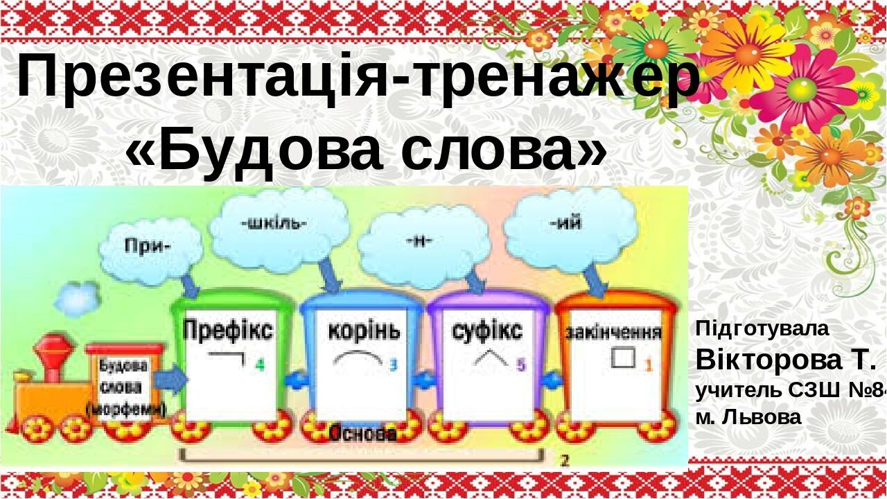 Презентація "Будова слова". 2, 3 клас | Презентація. Українська мова