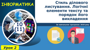 Стиль ділового листування. Логічні елементи тексту та порядок його викладення