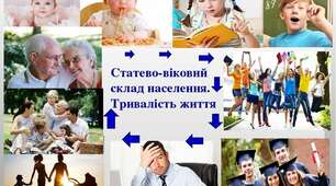 Презентація до уроку географії у 8 класі"Статево-віковий склад населення. Тривалість життя"