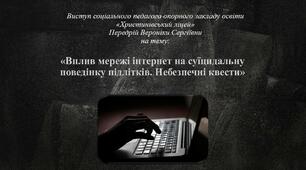 Вплив мережі інтернет на суїцидальну поведінку підлітків. Небезпечні квести