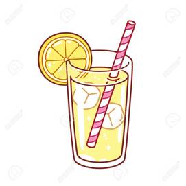 Glass Of Lemonade With Ice Cubes, Lemon Wedge And Paper Straw... Royalty  Free Cliparts, Vectors, And Stock Illustration. Image 123346891.