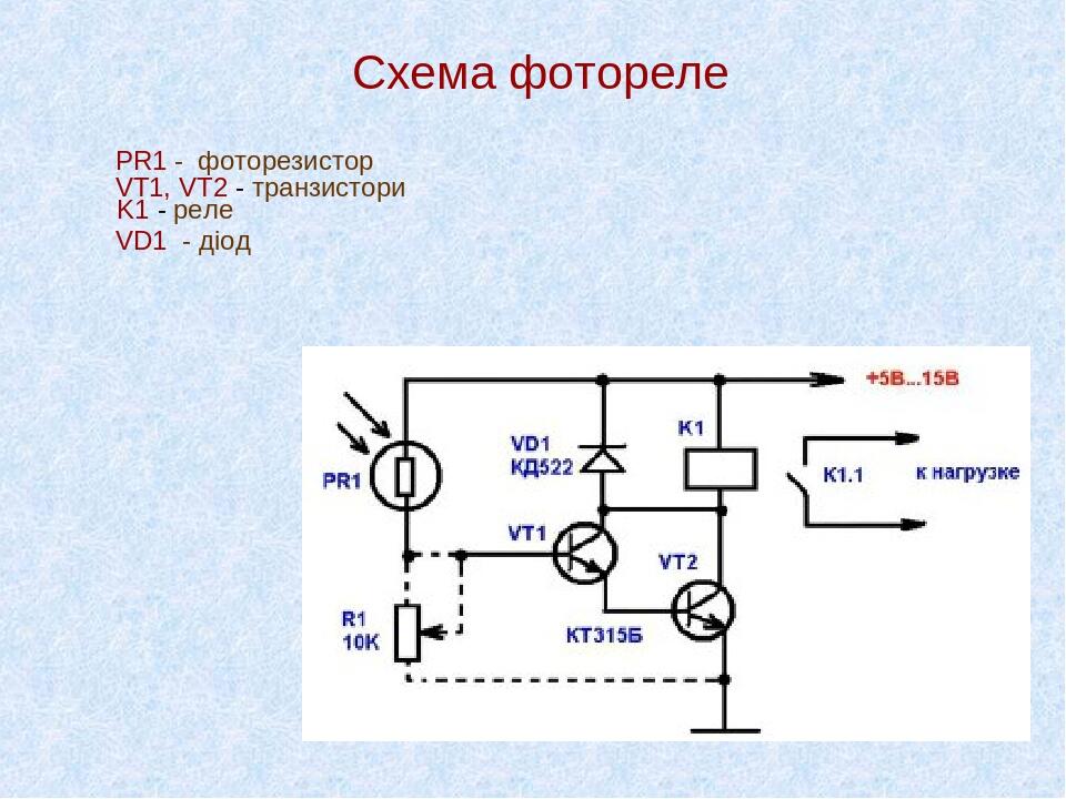 Схема для снятия характеристик фоторезистора