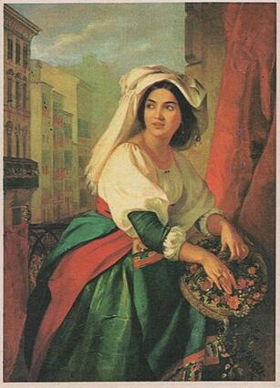 Открытки с репродукциями: Аполлон Николаевич Мокрицкий (1811-1870) - Девушка на карнавале | Romani