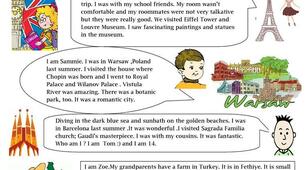 вправи до тексту "Last summer holiday"