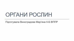Презентація на тему: "Органи рослини"