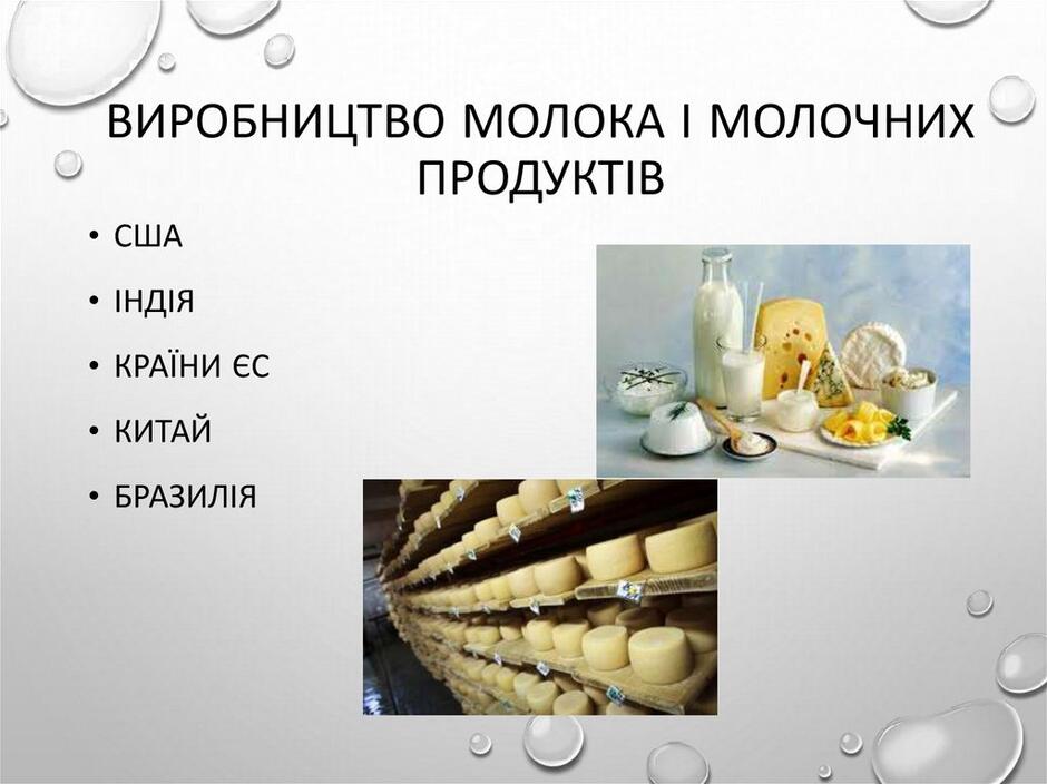 Виробництво молока і молочних продуктів