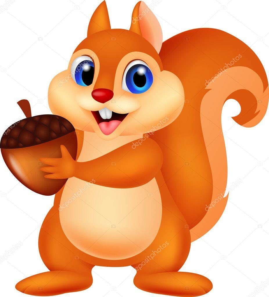 Ілюстрація білка мультфільму з гайкою | Cute squirrel, Squirrel clipart,  Squirrel