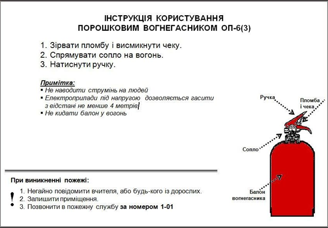 Запрещается использовать огнетушитель