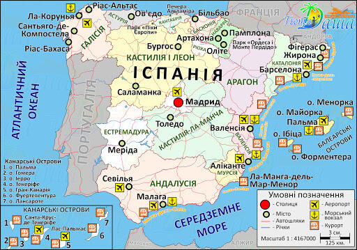 Международные аэропорты Испании на карте: в каких …